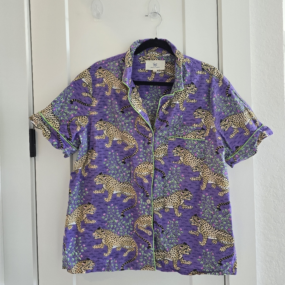 Printfresh Bagheera Violet Aninal Print Short Sleeve Pajama Sleep Set XL - Picture 2 of 14